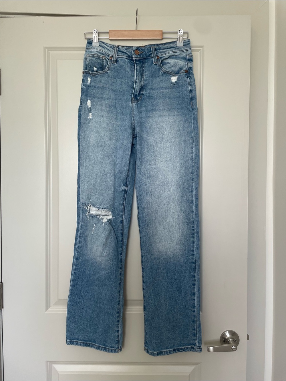 BCBGeneration Light Blue Distressed Skater Straight Jeans